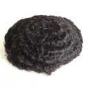 All French Lace Base Custom Afro Mens Toupee Hairpiece Indian Human Hair Replacement System African American Wigs - #1B(Natural Black) 12mm Curl