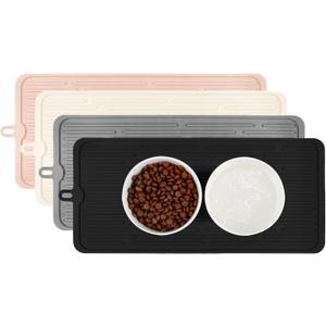 Waterproof Pet Placemat,Feeding Mats,Non Slipping Cat Food Mats,Cat Food Mats for Floor with Lip,Dog Food Mat-Beige (18.3" x 8")