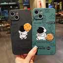 Yonds Queen Compatible with iPhone 11 Cute Case, Cartoon Astronaut Space Planet Moon Design Stylish Bumper TPU Rubber Protective Anti-Slip Shockproof Case(Green Basket, iPhone 11)