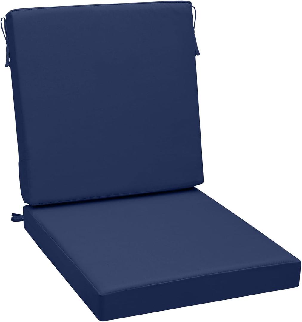 AAAAAcessories Outdoor Seat Cushions for Chairs, One-Piece Design, Fade-Resistant, Waterproof Patio Furniture Replacement Cushions, 20" x 20" x 3" + 20" x 20" x 3", Navy Blue