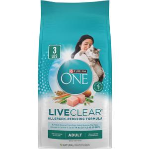 Purina ONE LiveClear Allergen-Reducing Cat Food Dry Formula with Real Chicken As The Number One Ingredient - 3 lb. Bag