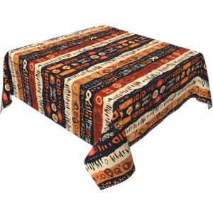 Colorful Tribal Square Table Cloth - Boho Tablecloth Ethnic Stripes Lines Native Art Table Cover for Party Picnic Kitchen Dining Decor (54" x 54" (Square))