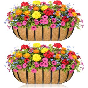 Window Box Railing Planter with Coco Liner 2 Pack 30 Inch Metal Hanging Flower Planter Deck Railing Planters Boxes for Balcony Outdoor Plants Fence Porch Patio