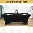 6-Pack 6ft Black Spandex Table Covers for Rectangle Standard Folding Tables - Wrinkle Resistant Stretch Tablecloths - Ultimate Fitted Table Protector for Parties, Trade Shows, Wedding