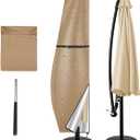 Neween Patio Umbrella Parasol Cover - 210D Waterproof Outdoor Offset Banana Style Umbrella Cover - Fits Cantilever Offset Umbrella 7-11 Feet,Khaki