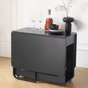 Movable Fashion Folding Dining Table Furniture Space saving Multifunctional Rectangle Dining Table and Folding Chairs 55*35 Inches, Black