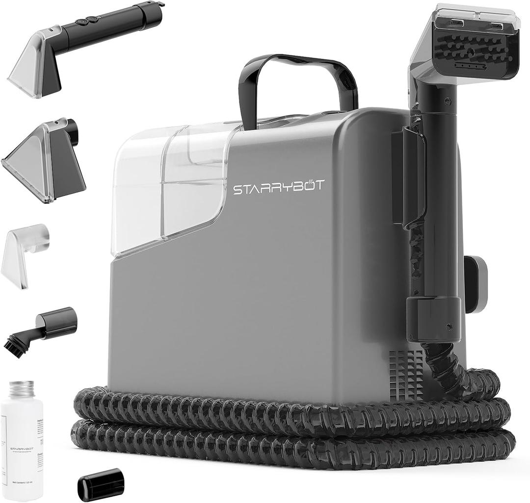 Portable Carpet Cleaner Machine with Steam Techology for Carpet & Upholestery, 12000Pa Powerful Suction with Versatile Tools, Compact Pet Stain Remover and Deodorizer
