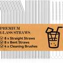 2 x Foogwee 20 Packs Reusable Glass Straws Set, 8.5'' x 10mm Clear Drinking Straws for Smoothies, Shakes, Coffee, Juice, Sodas, Milk, Tea, Cocktails, Set of 8 Straight and 8 Bent with 4 Cleaning Brushes