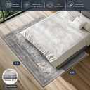 PURRUGS Vintage Farmhouse Boho Area Rug 5x7 ft, Non-Slip Machine Washable Rug, Accent Oriental Rug for Living Room, Dining Room, Bedroom, Entryway and Kitchen, Periwinkle Gray/Soft Ivory