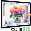 Zocelight Rechargeable A2 Light Pad 25.2" x 18.4",Magnetic Light Board for Diamond Painting,Physical Buttons,US Adapter,3 Colors,Stepless Dimming Light Box for Tracing, Light Table Sketching,Drawing