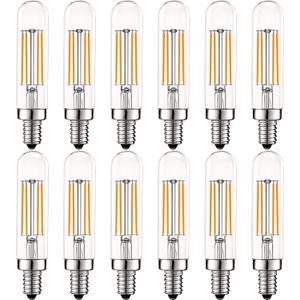 LUXRITE Vintage E12 LED Bulb 60W Equivalent, T6 T6.5, 2700K (Warm White), 500 Lumens, Dimmable Candelabra LED Tube Bulbs 5W, Clear Glass, Edison Filament Tubular Light Bulb, UL Listed (12 Pack), 10pcs Light Bulbs