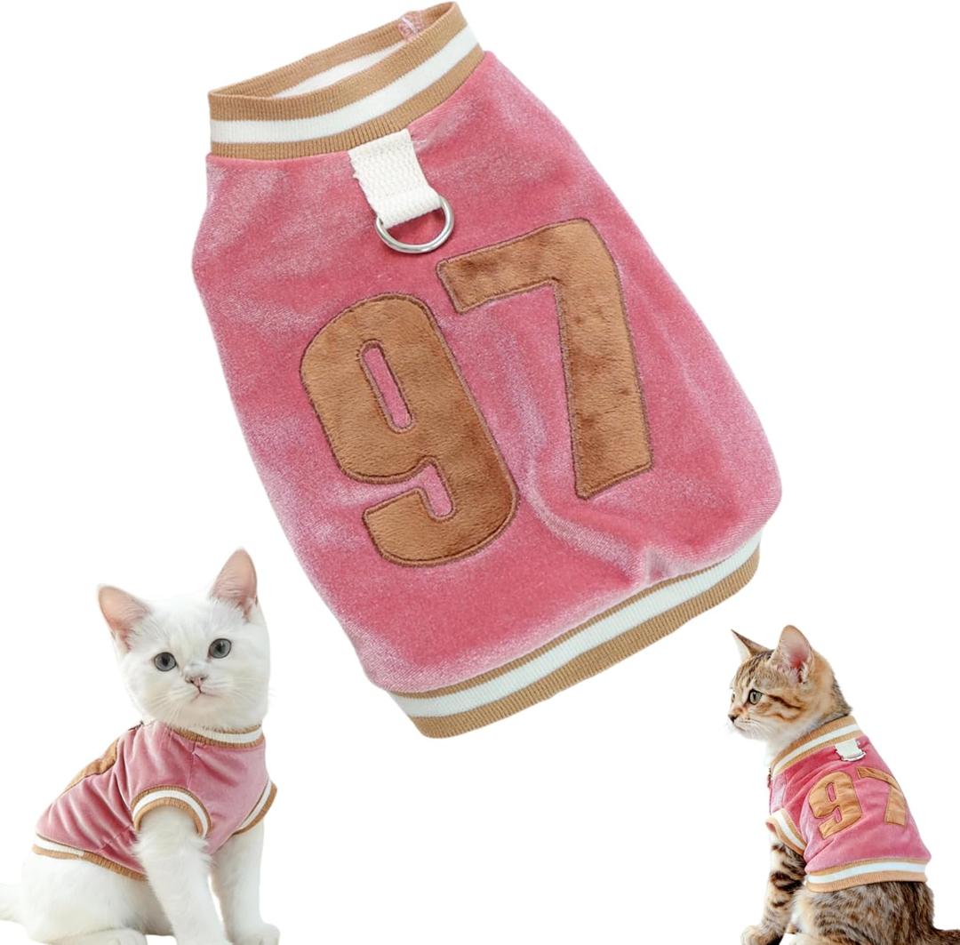 Dog & Cat Jersey, Pet Clothes for Dogs & Cats Number 97, Soft Warm Cotton Blend Sweatshirt for Fall & Winter, Breathable Cozy Pet Sports Shirt, Durable Outdoor Daily Wear (Pink, XL)