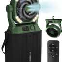 Portable Misting Fan with 7L Bucket, 9-inch 26800mAh Rechargeable Cordless Variable Speed Misting Fans, Cooling Fan with Remote & 4 Spray Mister, Warm/Cool White Night Light for Camping Patios (Green)