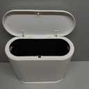 IEEK 12 Liter Rectangular Plastic Trash Can with Press Top Lid,White Modern Wastebasket Thin Trash Cans,3.2 Gallon Garbage Container Bin for Bathroom,Bedroom,Kitchen,Office and Powder Room