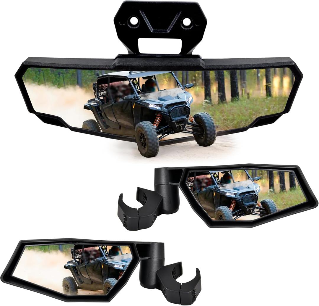 SAUTVS Folding Side Mirrors Center Rearview Mirror Kit for Polaris RZR XP 1000 Ultimate/Sport/Premium 2024 2025 Accessories