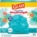 2 x Glad ForceFlex MaxStrength Kitchen Trash Bags, 13 Gal, Bahama Bliss Febreze, 90 Ct 