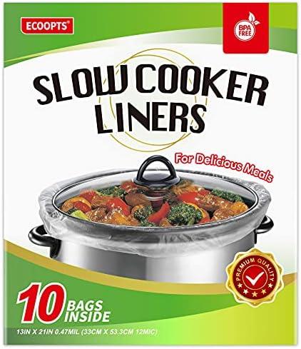 ECOOPTS Slow Cooker Liners Disposable Cooking Bags Large Size Pot Liners Fit 4QT to 8.5QT Suitable for Oval & Round Pot (10 BAGS)