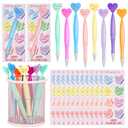 Gueevin 50 Sets Christian Valentine Gifts Bulk Heart Shaped Ballpoint Pens with Bible Inspiring Words Bookmarks for Valentines Church Sunday School Women Men Employee Office Gifts