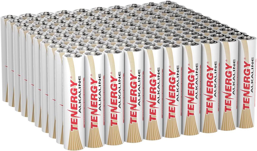 Tenergy 1.5V AAA Batteries, High Performance Alkaline AAA Non-Rechargeable Battery for Clocks, Remotes, Toys & Electronic Devices, 100 Pack