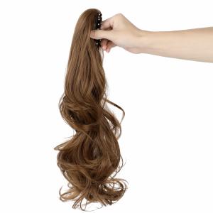 Claw Clip Ponytail Extension 18" Clip in Wavy Ponytail Hair Extensions Long Pony Tails for Women Extensions Light Chestnut Brown