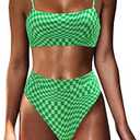 MOSHENGQI Women High Wasited Bikini Shoulder Strap 2 Piece High Cut String Swimsuits Size XL