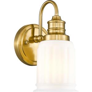 HWH Modern Bathroom Wall Sconces, 1-Light Vanity Light Wall Lamp with Frosted White Bell-Shaped Glass, Brushed Gold Finish, 5HZG106B BG
