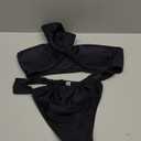 ZAFUL Women's One Shoulder Bikini Twisted Ruched High Cut Bandeau Bikini Set Two Piece Swimsuit Swimwear (0Black, L)