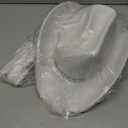 JICASTO Cowboy Hat for Women Men 6 Sparkly Stars Brim & Rhinestone Belt Western Cowgirl Hat with Sunglasses Bandanas