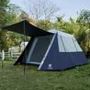 EVER ADVANCED 6 Person Blackout Camping Tent Instant Cabin Tents for Family with Rainfly, 60s Easy Setup, Water-Resistant Orange (Blue)