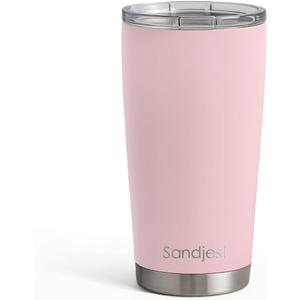 SANDJEST Pink Tumbler 20oz Stainless Steel Double Wall Vacuum Insulated, Travel Coffee Cup, Gifts for Men Women Birthday Christmas