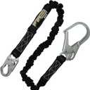 AFP 6FT Single Leg Internal Shock Absorbing Safety Fall Protection Lanyard with Pelican Rebar & Snap Hook |Heavy-Duty Webbing | Roofer, Construction, Scaffolding PPE | OSHA & ANSI Rated