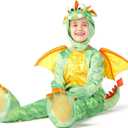 Spooktacular Creations Halloween Toddler Dragon Costume, Dinosaur Costume kids with Wings for Baby Halloween Dress Up Party (Green)