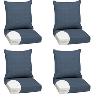 Arden Olefin Outdoor Foam Deep Seat Cushion Set (4-Pack), 24x24, Premium High-Density Foam, Never Flattens, Weather-Proof for Patio Chair Sofa Couch, Denim Alair