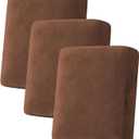 H.VERSAILTEX Velvet Stretch Couch Cushion Cover Plush Cushion Slipcover for Sofa Cushion Furniture Protector Seat Cushion Sofa Cover (3 Piece Sofa Cushion Covers, Caramel)