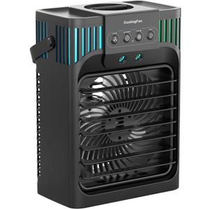 Portable Air Conditioners,4-in-1 Evaporative Air Cooler with 3 Speeds, 3 Modes & 7 LED Light Cooling Fan with Remote, 2-8H Timer, 1200ML Personal Mini Air Conditioner for Bedroom and Office