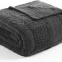 Snuggle Sac Faux Fur Throw Blanket for Couch, Knitted with Microfiber Fancy Yarn Blanket, Cozy Soft Warm Blankets for Sofa Bedroom Living Room,Solid Dark Grey,50x60 inches