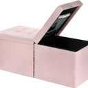 AmasSmile Footrest Ottoman Bench with Storage,34Inch Pink Teddy Velvet Footstool, Coffee Table, Padded Seat, Storage Chest,Blanket Store with Flipping Lid for Livingroom and Bedroom