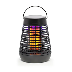 PIC Portable Bug Zapper, 600V Solar Powered Insect Trap & Fly Zapper for Outdoor Use, LED Flickering Flame, Activates Automatically in Dark, Weatherproof Outdoor Fly Trap, Kills Bugs on Contact