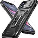 Goodon for iPhone 11 Case with Sliding Camera Cover + Screen Protector - Metal Magnetic Kickstand - Military-Grade Shockproof Matte Protective Phone Cover 6.1" for Men Women Girls - Black