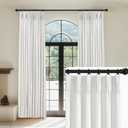 Linen Pinch Pleated Curtains Blackout 100% Black Out Curtains 96 Inches Long 2 Panels with Hooks, Thermal Insulated Pinch Pleat Drapes for Bedroom, 40Wx96L, White