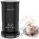DEVINC Milk Frother, 4-in-1 Milk Frother and Steamer, Hot and Cold Foam Maker and Milk Warmer with Auto Shut-Off, Electric Frother for Coffee, Latte, Cappuccino, Matcha (Black)