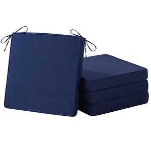 IASEAHK Outdoor Chair Cushions Set of 2, Waterproof Patio Chair Cushions, 19" x 19"x 3" Patio Cushion for Outdoor Furniture, Outdoors Seat Cushion for Patios Furniture with Handle and Ties, Navy Blue