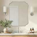 ANDY STAR 24"x30" Brushed Nickel Mirror, Scalloped Bathroom Wall Mirror with Metal Frame for Vanity, Vintage Notched Edges Design Ideal for Entryway, Living Room & Bedroom Decor