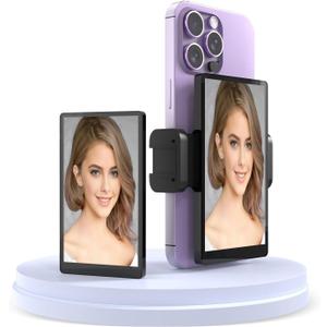 5" Upgraded Phone Vlog Selfie Monitor Screen, Back Camera Monitor with Magnetic Phone Clip, Low Latency, Remote Control, Compatible with iPhone for Live Streaming TikTok (Black)