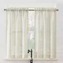 No. 918 Louette 2-Pack Slub Stripe Semi-Sheer Rod Pocket Kitchen Curtain Tier Pair, Linen, 54" W x 36" L (2 Panels)