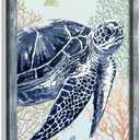 Sea Turtle Bathroom Wall Art: Teal Coastal Picture Wall Decor with Wooden Frame - Ocean Beach themed decor for Turtle Fans (24"L x 16"W)