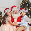 3 Pcs Christmas Santa Hat with Gray Fur Plush Pom Pom Xmas Hats for Adults Red White Christmas Santa Claus Party Supplies