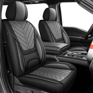 for Ford F150 Seat Covers 2009-2024 2025 2026 & F250 F350 F450 2017-2026 XL XLT Lariat Platinum and More Trims Seat Protectors with Lumbar Support(5 Seats, Black&Grey)