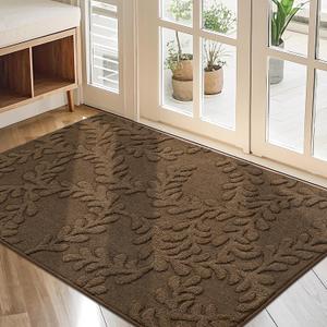 BEQHAUSE Door Mats 32x48, Dirt Trapper Doormats Indoor, Non-Slip Washable Entryway Rugs, Super Absorbent Welcome Mat for Front Door, Mud Shoes & Paws, Brown