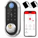 Smart Deadbolt, SMONET Fingerprint Electronic Deadbolt Door Lock with Keypad-Bluetooth Keyless Entry Front Door Digital Keypad App Control, Ekeys Sharing, App Monitoring Auto Lock for Homes and Hotel (Silver)
